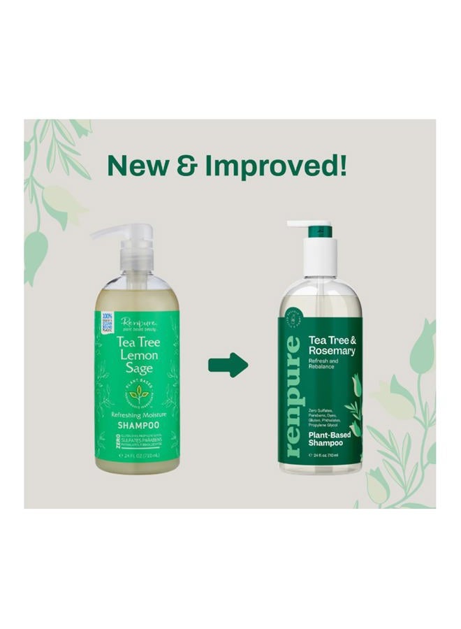 Renpure Plant Based Tea Tree and Rosemary Refresh and Rebalance Shampoo - Soothes Dry Scalp - Delivers Moisture and Shine - Rids Hair of Grime - Dye Free - Recyclable, Pump Bottle Design - 24 fl oz - Image 2